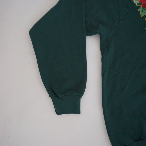 Vintage Sunbelt Green Poinsettia Pinecone Holiday Floral Sweatshirt Christmas XL - Picture 6 of 9